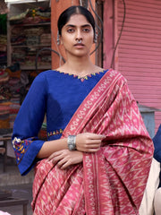 Women's Blend Teal Blue Printed Designer Saree With Blouse Piece-SOFIA2007