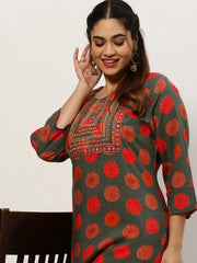 Women Straight Green Ethnic Motifs Kurta-GW-2808-Green