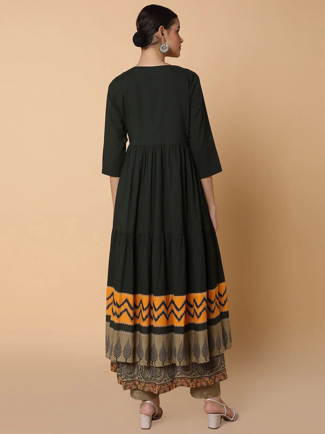 Green Ethnic Anarkali Kurta with Shrug | Anarkali Dress