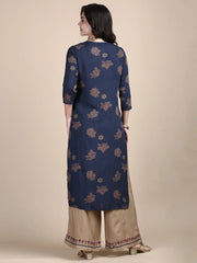 Women Floral Teal Straight Kurta Set-GW-760-Teal