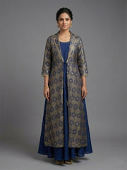 Printed Round Neck Empire Ethnic Dresses