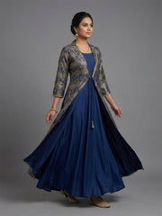 Printed Round Neck Empire Ethnic Dresses