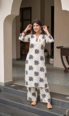 Cotton Blend Kurta Set for Women - White | MLWSHKS8892WHT