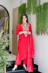 Viscose Kurta Set for Women - Red | MLWSHKS8897RED