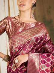 Womens Fashion Ethnic Burgundy Color Sarees-MLSHWSA1204BGY0ONE