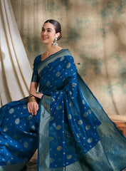 Womens Fashion Ethnic Blue Color Sarees-MLSHWSA1496BLU0ONE