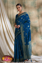 Womens Fashion Ethnic Blue Color Sarees-MLSHWSA1496BLU0ONE