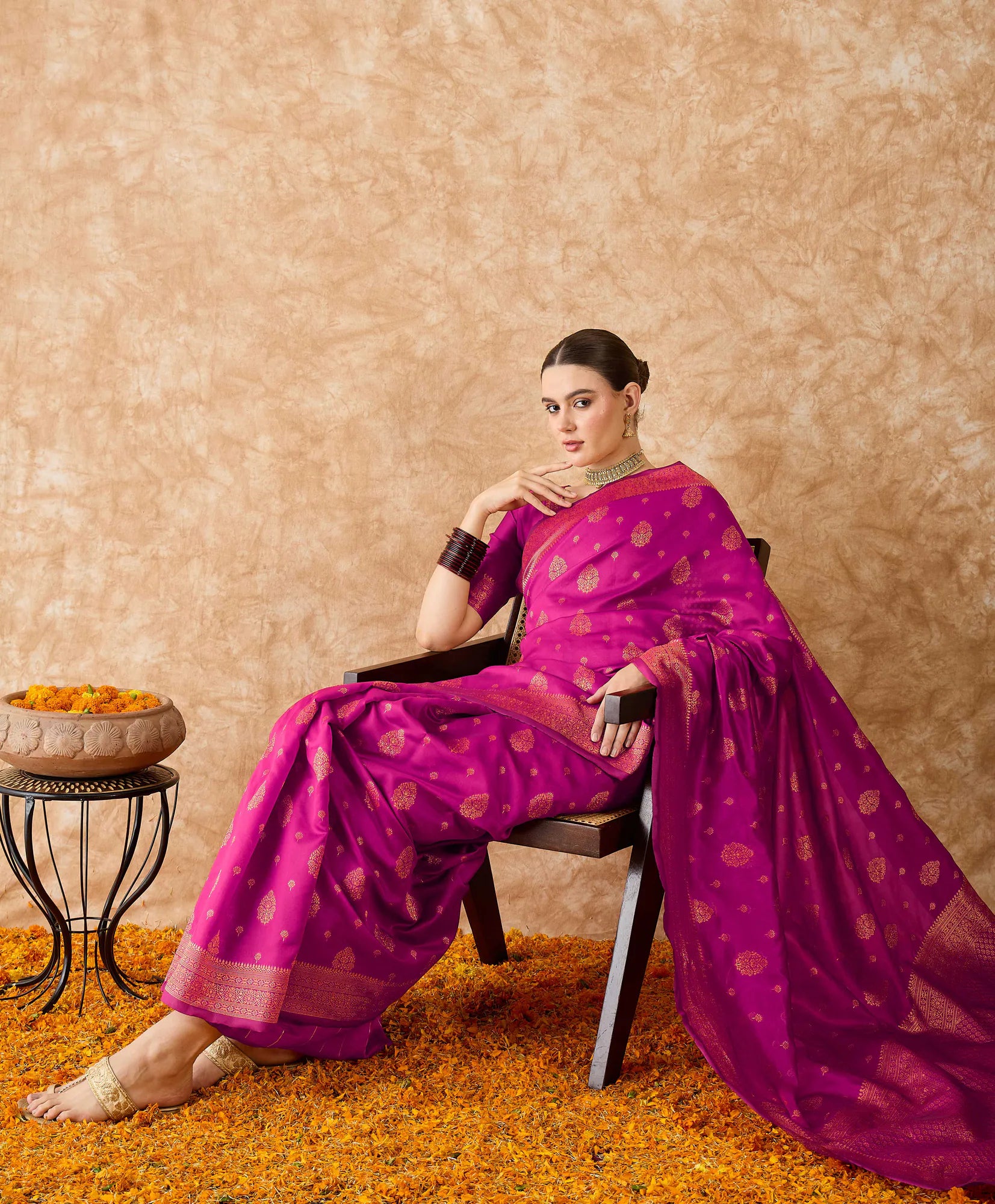 Pink Woven Polyester Saree - Indian Sari & Designer Sarees