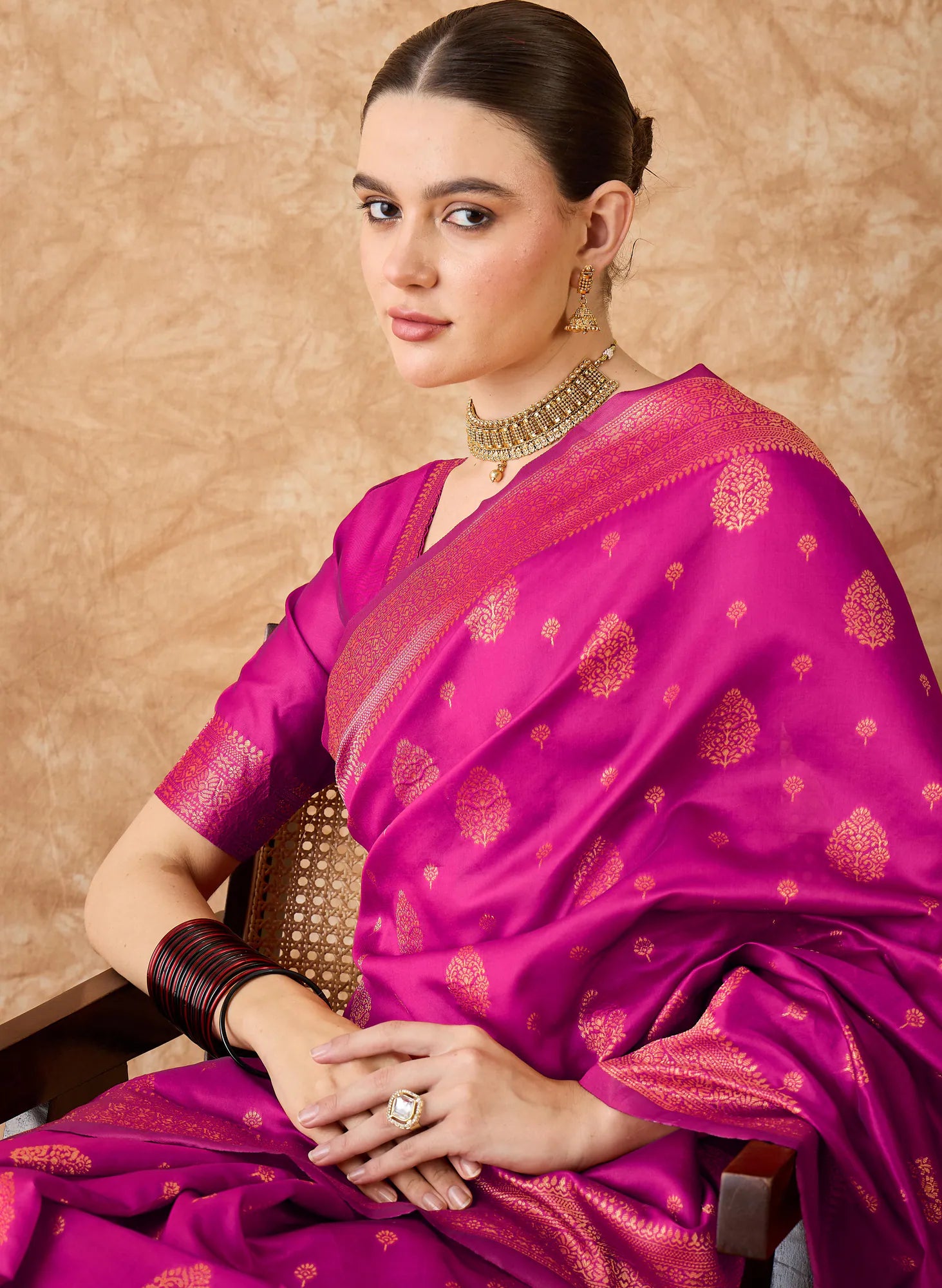 Pink Woven Polyester Saree - Indian Sari & Designer Sarees