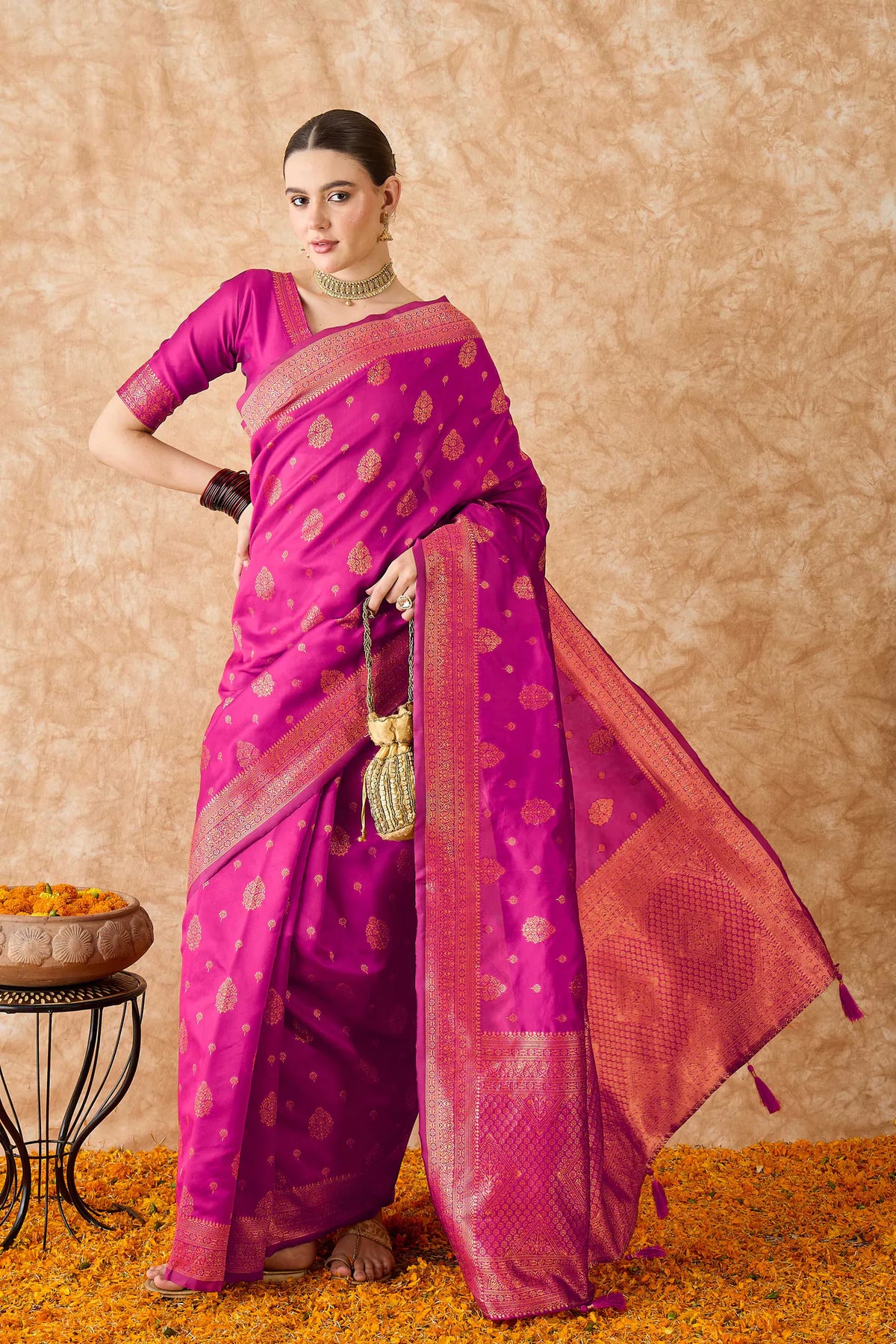 Womens Fashion Ethnic Pink Color Sarees-MLSHWSA1501PNK0ONE