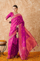 Womens Fashion Ethnic Pink Color Sarees-MLSHWSA1501PNK0ONE