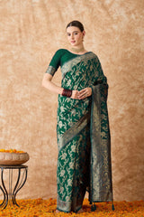 Womens Fashion Ethnic Green Color Sarees-MLSHWSA1507GRN0ONE