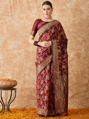 Womens Fashion Ethnic Maroon Color Sarees-MLSHWSA1509MRN0ONE