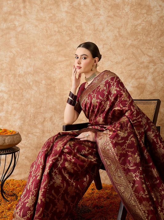 Womens Fashion Ethnic Maroon Color Sarees-MLSHWSA1509MRN0ONE 1500