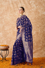 Womens Fashion Ethnic Navy Blue Color Sarees-MLSHWSA1512NBL0ONE
