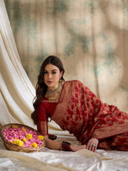 Womens Fashion Ethnic Red Color Sarees-MLSHWSA1516RED0ONE