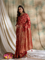 Womens Fashion Ethnic Red Color Sarees-MLSHWSA1516RED0ONE