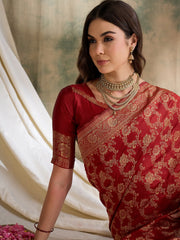 Womens Fashion Ethnic Red Color Sarees-MLSHWSA1516RED0ONE