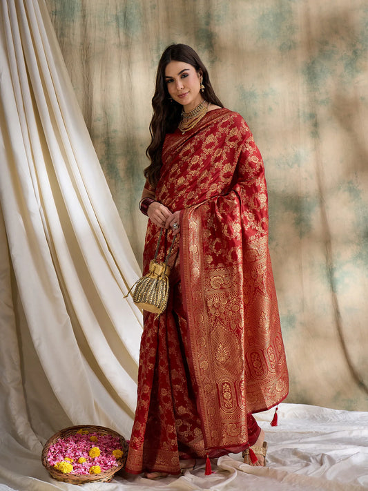 Womens Fashion Ethnic Red Color Sarees-MLSHWSA1516RED0ONE 1500