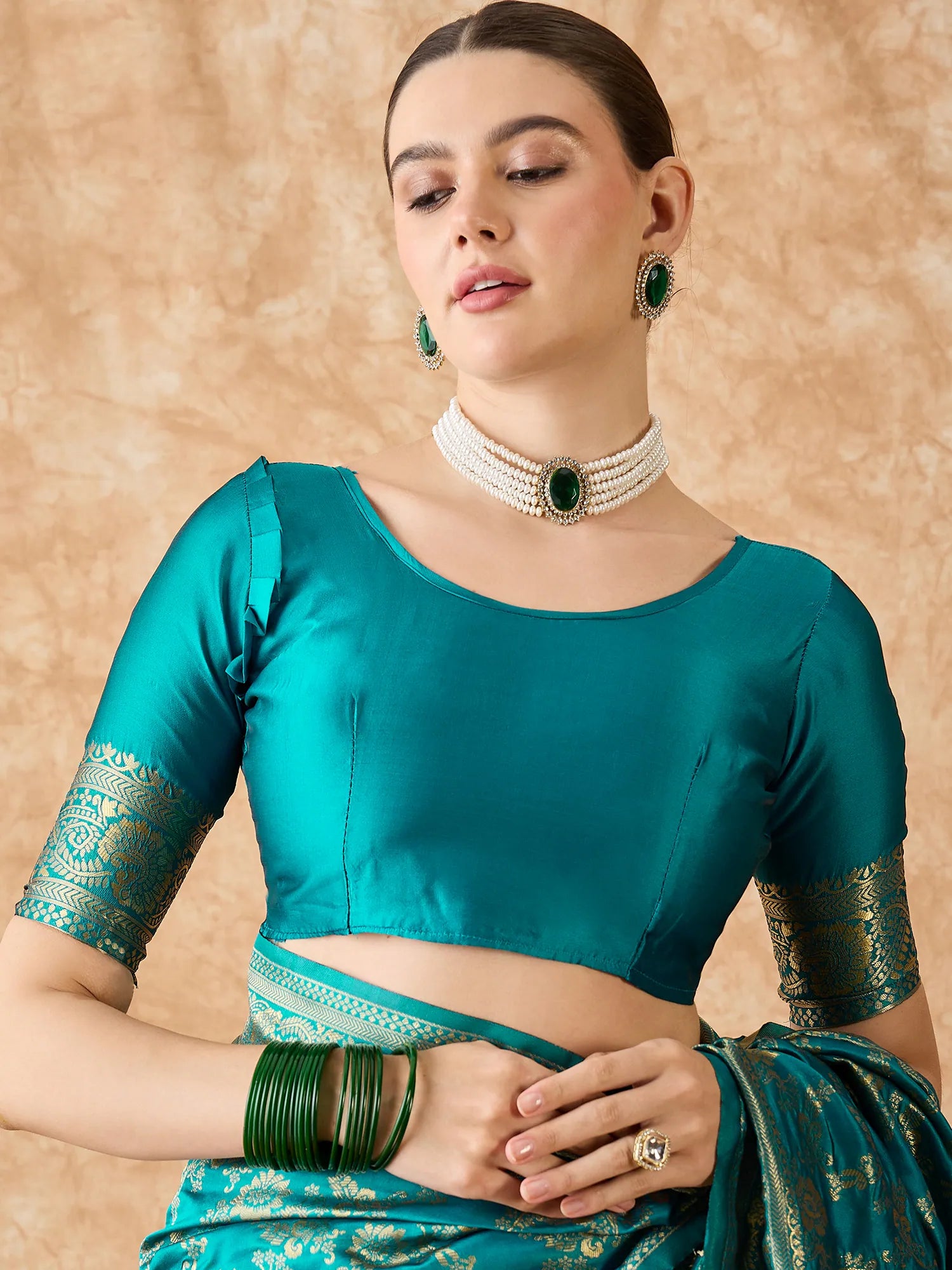 Blue Polyester Indian Sari: Woven Design Saree