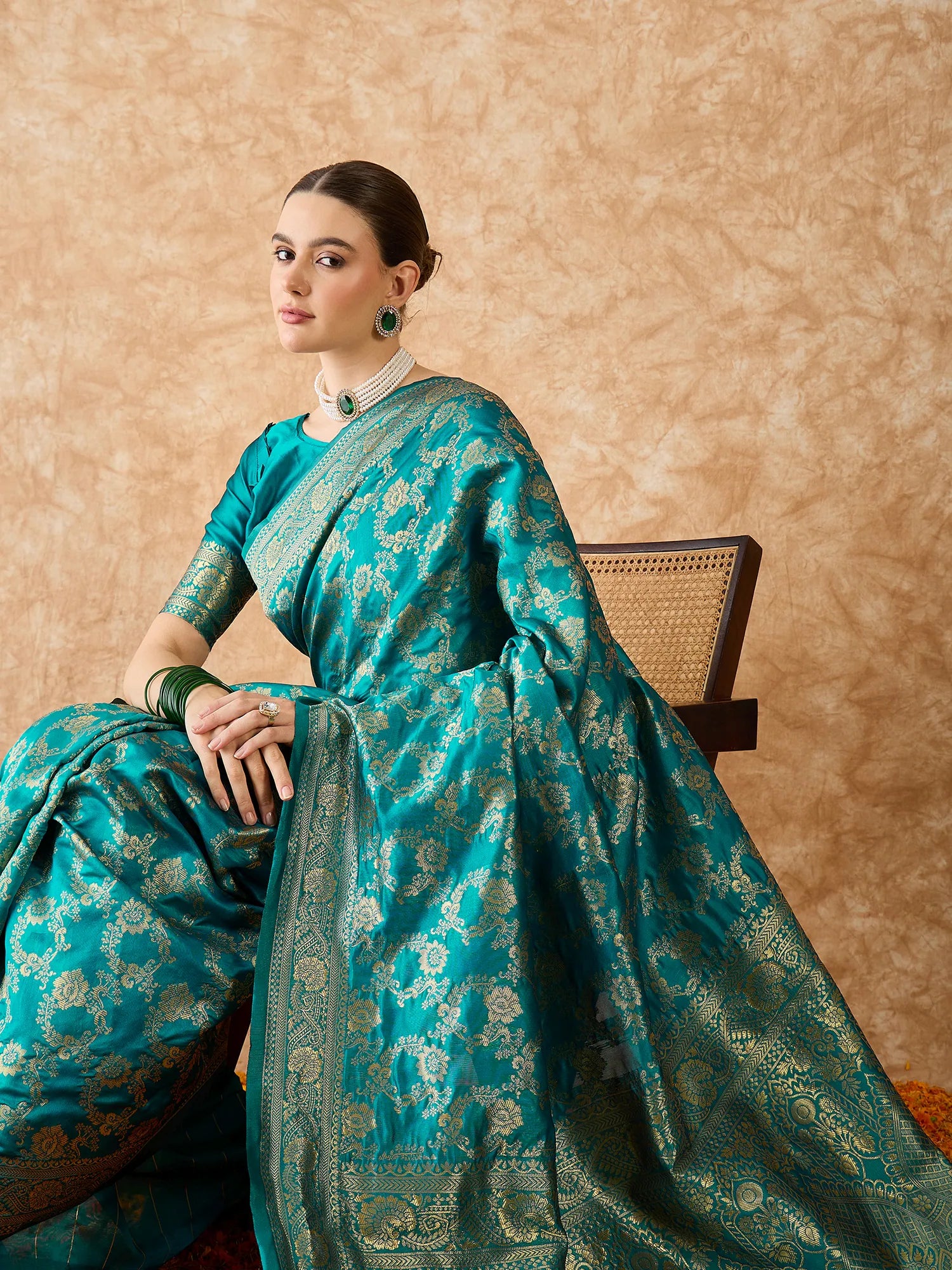 Blue Polyester Indian Sari: Woven Design Saree