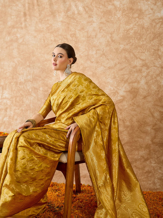 Womens Fashion Ethnic Mustard Color Sarees-MLSHWSA1522MUS0ONE 1500