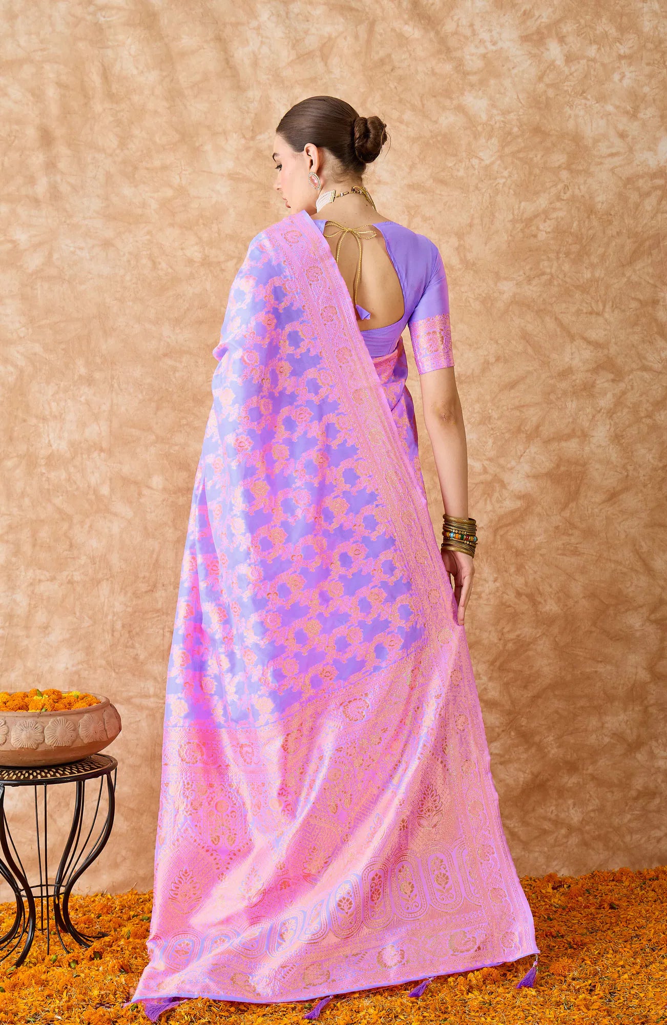 Stylish Lavender Polyester Saree | Trendy Designer Sarees India