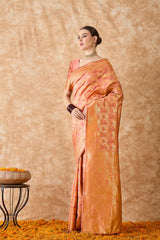 Womens Fashion Ethnic Peach Color Sarees-MLSHWSA1526PCH0ONE