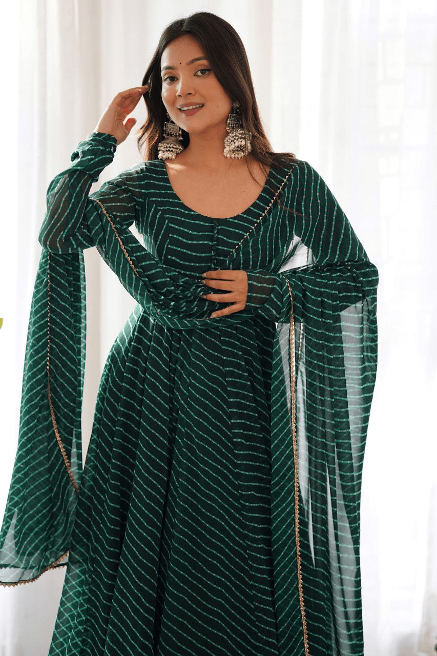 Floral Printed Knee Length Elbow Length Sleeves Round Neck Kurti And Palazzo Set With Net Dupatta