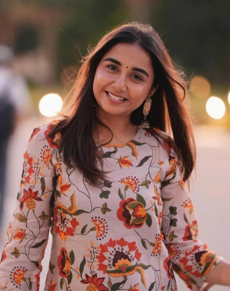 Women's Floral Printed Knee Length Round Neck Rayon Co-ords Set