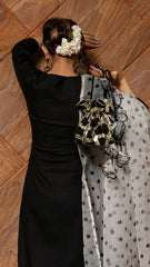 Women's Solid Rayon Kurti And Palazzo Set Woth Printed Organza Dupatta-HFXMA-K135-BLACK
