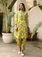 Women Printed Kurta Set-HFXMA-K161-YELLOW