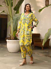 Women Printed Kurta Set-HFXMA-K161-YELLOW
