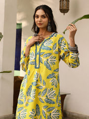 Women Printed Kurta Set-HFXMA-K161-YELLOW