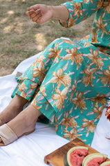 Floral Printed Calf Length Rayon V Neck Kurta And Pant Set For Women (K196)-HFXMA-K196-RAMA