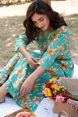 Floral Printed Calf Length Rayon V Neck Kurta And Pant Set For Women (K196)-HFXMA-K196-RAMA