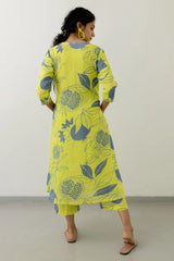 Floral Printed Rayon Co-ords et (K211)-HFXMA-K210-LIME GREEN