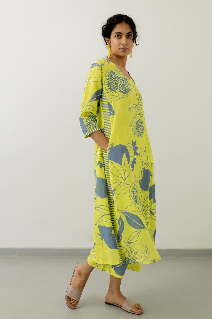 Floral Printed Rayon Co-ords et (K211)-HFXMA-K210-LIME GREEN