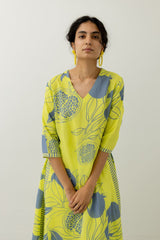 Floral Printed Rayon Co-ords et (K211)-HFXMA-K210-LIME GREEN