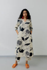 Women's Printed Knee Length Stylish Co-ords Set-HFXMA-K211-WHITE