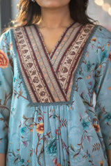Women's Rayon Floral Printed Co-ords Set-HFXMA-K216-BLUE