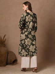 Women's Stylish Rayon Knee Length Kurti-HFXMA-K230-GREEN
