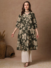 Women's Stylish Rayon Knee Length Kurti-HFXMA-K230-GREEN