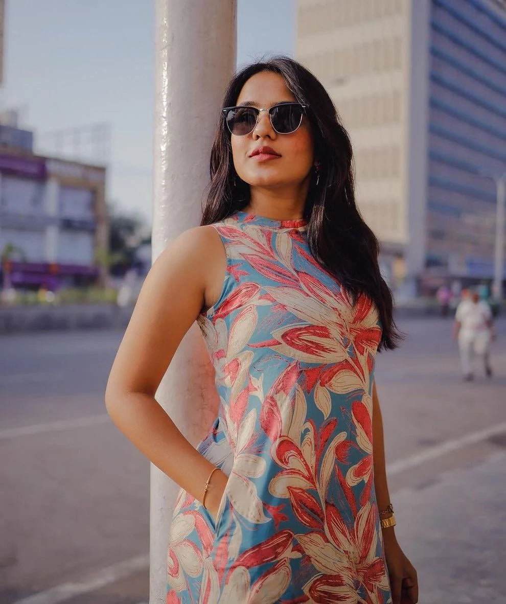 Women's Printed Knee Length Co-ords Set (K245)