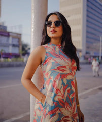 Women's Printed Knee Length Co-ords Set (K245)-HFXMA-K245-MULTICOLOR