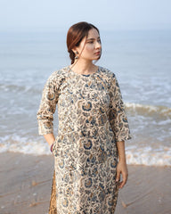 Women's Stylish Rayon Knee Length Floral Printed Kurti (K248)-HFXMA-K248-WHITE