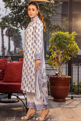 Women's Floral Printed Knee Length Rayon Kurti And Pant Set With Printed Dupatta (K260)-HFXMA-K260-WHITE