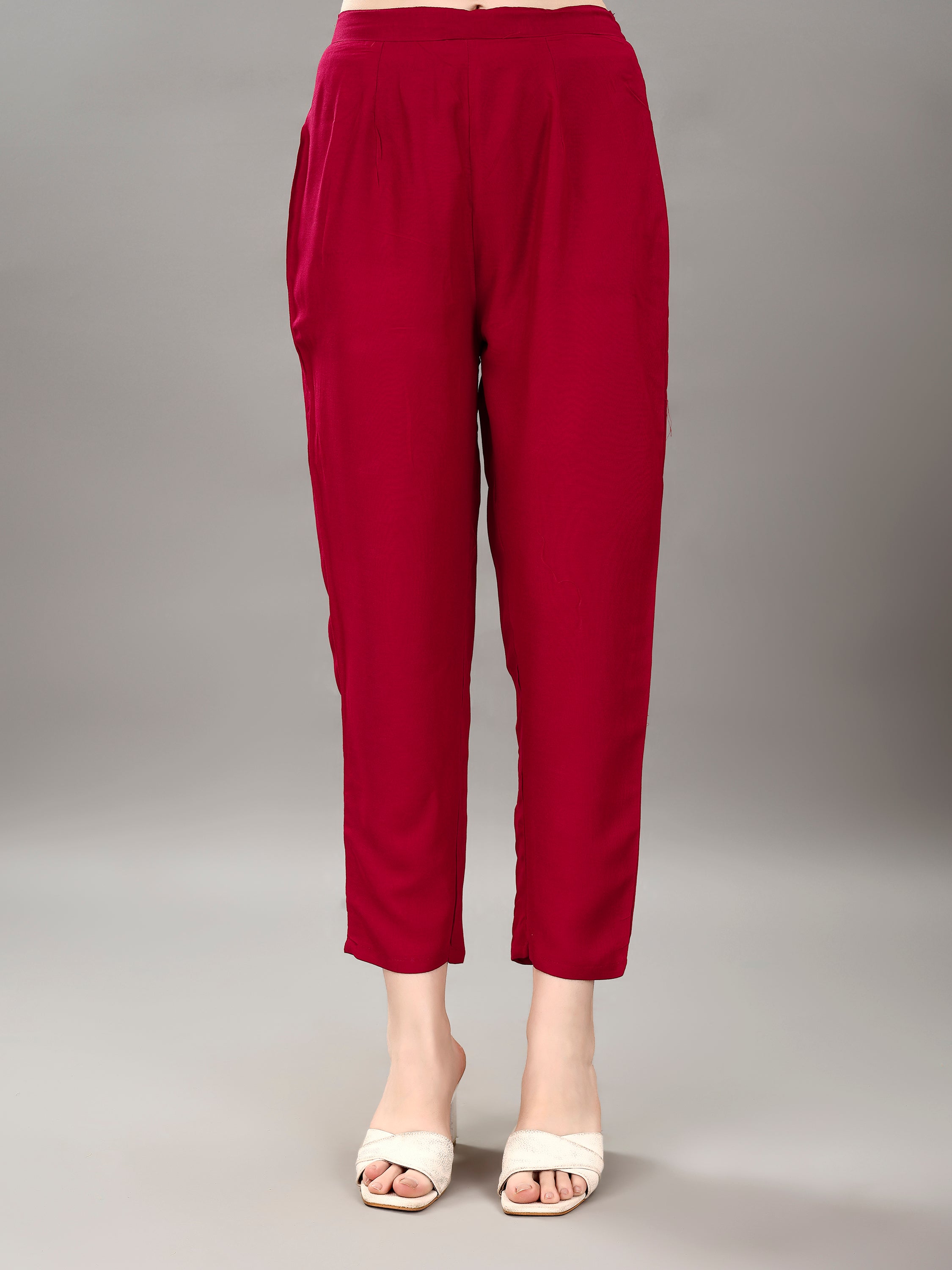 Women's V Neck Knee Length 3/4 Sleeves Solid Rayon Co-ords Set (Rani)