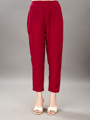 Women's V Neck Knee Length 3/4 Sleeves Solid Rayon Co-ords Set (Rani)-HFXMA-K91-RANI