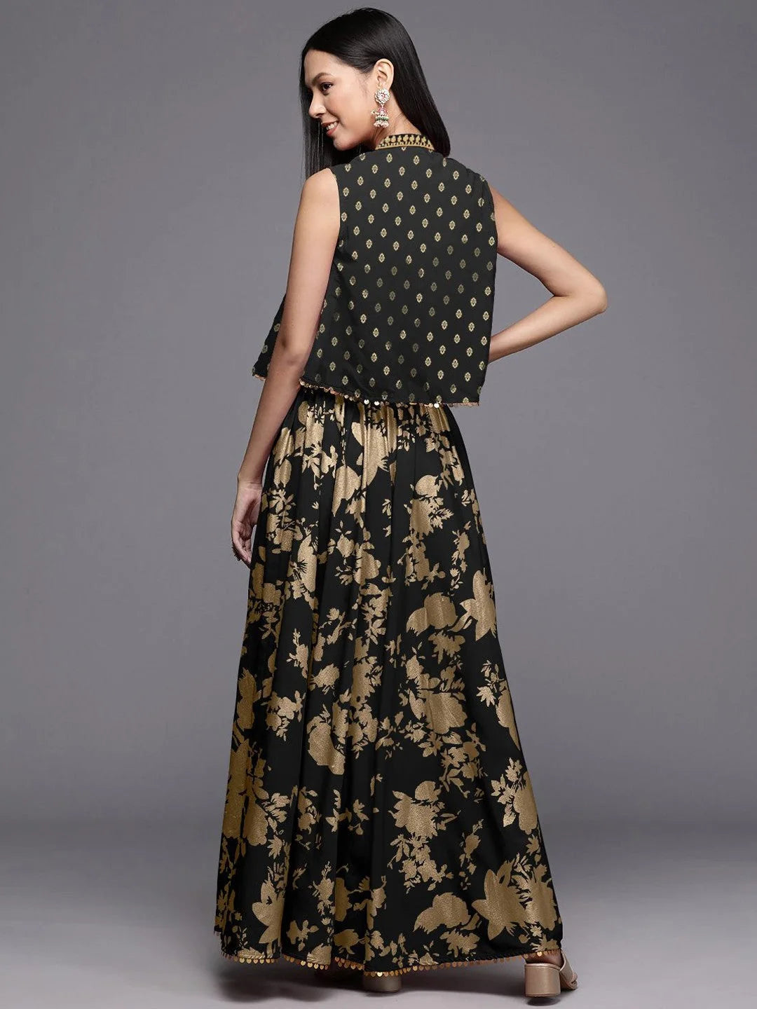 Printed Sleeveless Co-ord Set | Ethnic Lehenga Inspired Outfit